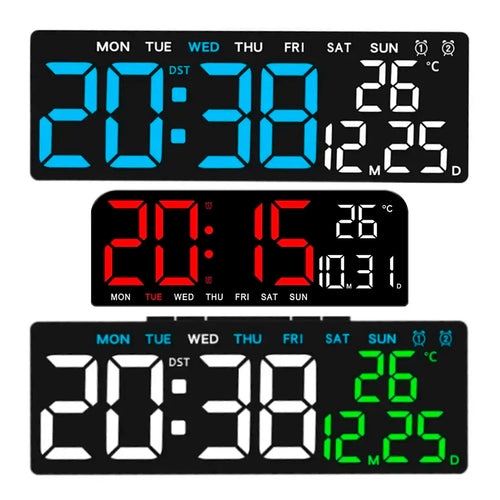 Reloj Digital Led Pared Alarma Calendario Temperatura